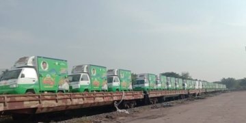Automobile rake from Jaipur arrives at Marripalem