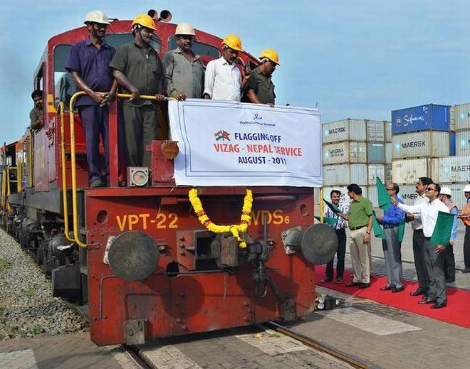Container train to Nepal flagged off from VCTPL