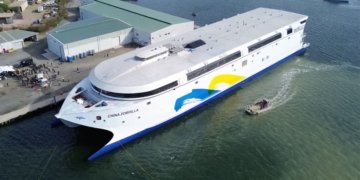 World’s Largest Battery-Electric Ship Leaves Tasmania, Piggybacked on Heavy-Lift Vessel for 40-Day Delivery