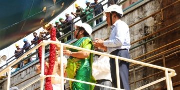 LAUNCHING OF 1200 PAX PASSENGER CUM 1000T CARGO VESSELS FOR A&N ADMINISTRATION BY COCHIN SHIPYARD LIMITED