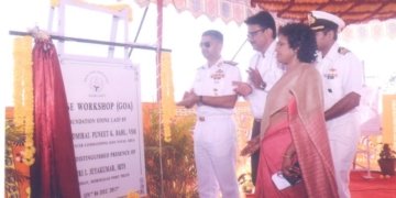 FOUNDATION STONE LAID FOR NAVY BASE WORKSHOP IN GOA